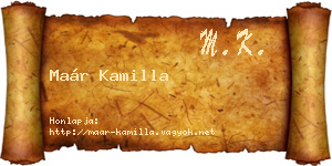 Maár Kamilla névjegykártya
